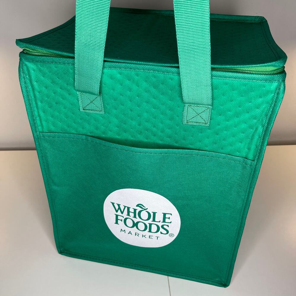 Whole Foods Market Green Insulated Hot Cold Cooler Tote Bag White Logo NEW! NWT! - Picture 11 of 11